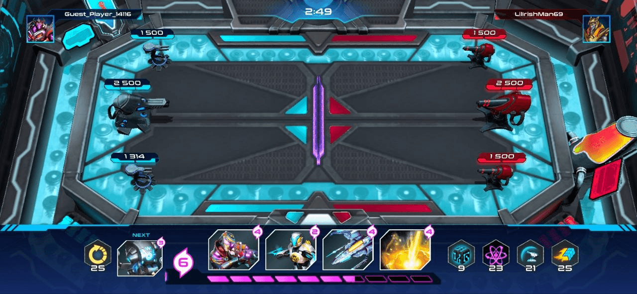 Battle arena with towers and enemy units
